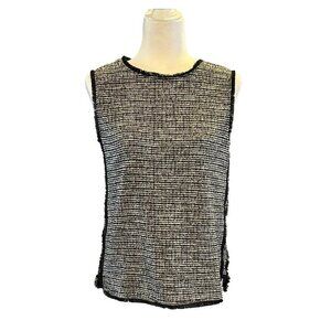 NWT Women's Banana Republic Size Med Sleeveless Boucle Shell Top Tweed Fringe
